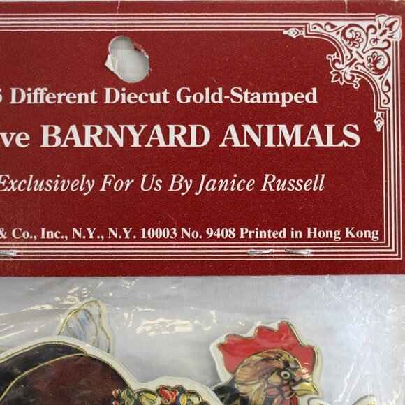 Vintage Christmas Gold Stamped Diecut Decorative Barnyard Animal Ornaments NOS - Picture 6 of 9